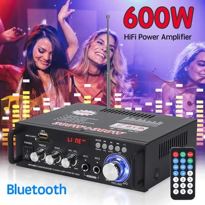 HiFi Verstärker mit Bluetooth 600W Party Musik Equipment AUX Anlage Stereo Audio - Bild 1 von 4