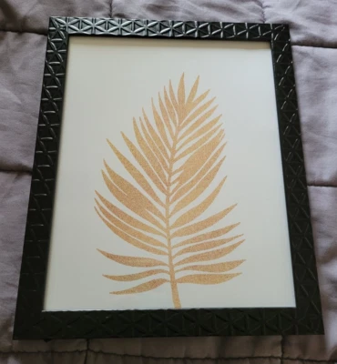 White/Gold Framed Palm Frond Leaf Tree Wall Hanging Table Art Free Standing - Image 1 of 3