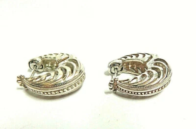 sterling silver earrings pierced drop style sz 3/4 in lg wgt 10.8 grams hinged - Image 1 of 4