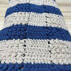 Handmade Crochet Baby Lap Blanket Afghan Throw -Navy &amp; Taupe- 40? X 32? EUC