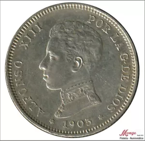 España Alfonso XIII 2 pesetas 1905 (*19*05) SMV Ag EBC- / XF- - Imagen 1 de 2