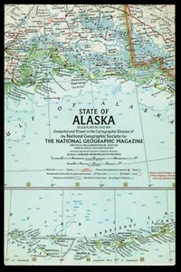 1959-7 Juli Vintage Original Karte ALASKA AK National Geographic (943) - Bild 1 von 5