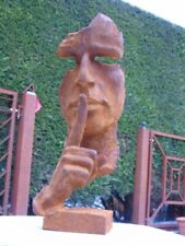 statue buste d un visage le silence en fonte patinée