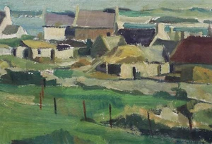 Huile sur panneau signée H. PETIT-JACQUES Maisons du littoral HSI Bretagne - Bild 1 von 7