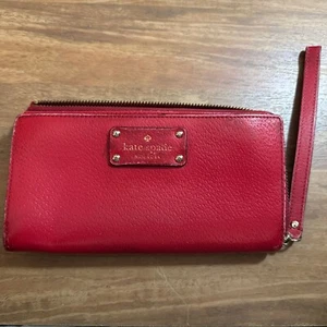 KATE SPADE Layton Wellesley Zip Wallet Wristlet RED *shows some wear* - Picture 1 of 8
