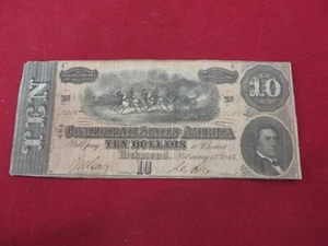 1864 Confederate $10 bill - Picture 1 of 2