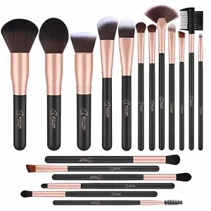 BESTOPE 18 Pcs Makeup Brushes Premium Synthetic Fan Foundation Powder - Picture 1 of 8