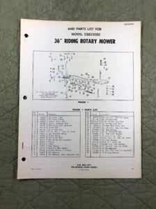 AMF 36" RIDING ROTARY MOWER PARTS LIST MANUAL MODEL 52822000 P/N 60558 - Picture 1 of 5