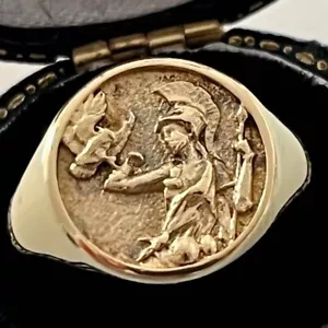 Signet ring 14 plated men's antique - Picture 1 of 10