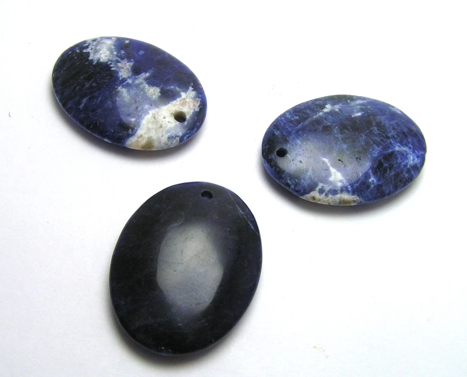 TRES (3) cuentas colgantes ovaladas infladas de sodalita 30x40 mm Foto 1 de 1