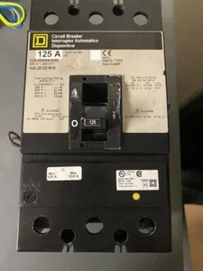 Square D KAL261251616 Breaker, 125 Amp, 2 Pole, 24VDC UVR, Aux. switch - Picture 1 of 6