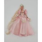 Vintage Mattel Barbie Doll As Rapunzel Pink Gold Dress Crown Uncut Hair 1991