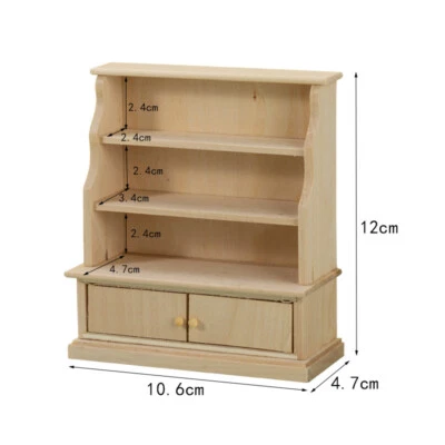 1: 12 Scale Dollhouse Miniatures Furniture   Bookcase Cabinet Rack Plain Study - Image 1 of 4