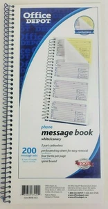Libro de mensajes telefónicos Office Depot 11x5,25 ~ 200 mensajes #848-853 ~ Nuevo - Imagen 1 de 3
