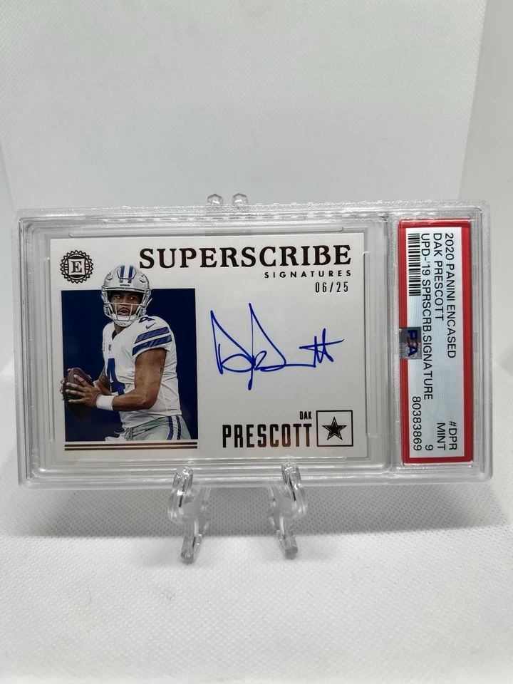 PSA 9 Panini Encased Superscribe Signatures Dak Prescott On Card Auto 6/25 - Image 1 of 1