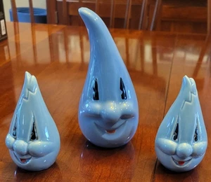 VINTAGE Handy Flame Ceramic Salt & Pepper Shakers Gas Co. Anthropomorphic Blue - Picture 1 of 4