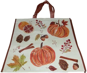 FALL Reusable Tote Bag~20" X 18" X 8"~PUMPKIN SPICE SEASON ~ Snap Closing - Picture 1 of 1