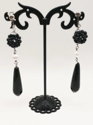 Orecchini Artigianali Clip donna lobo pendenti  argento 925 perla Fiume  - Immagine 1 di 4