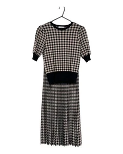 Excellent Condition Veronika Maine Women's Pink Check Knit Set, Size S - Picture 1 of 8