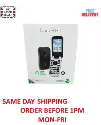 New Doro 7030 4G Dual sim, Big Keys, Loud Sound, Black & White- UNLOCKED - UK