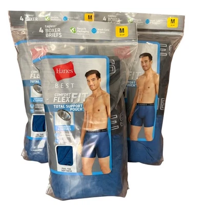 Lote de 3 calzoncillos boxer Hanes para hombre talla M cómodo ajuste flexible soporte total Foto 1 de 4