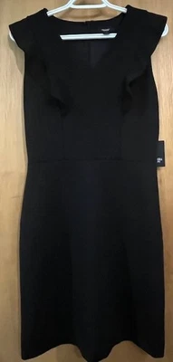 NUEVO CON ETIQUETAS Vestido Simply Vera Wang Negro Fiesta o Casual Gorra Manga Volantes Talla Pequeña Foto 1 de 4