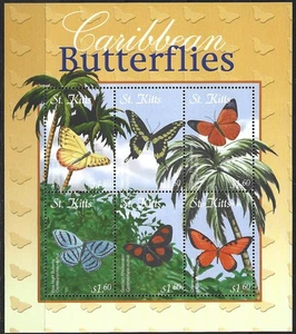 St. Kitts - Schmetterlinge Kleinbogen postfrisch 2001 Mi. 646-651 - Bild 1 von 1