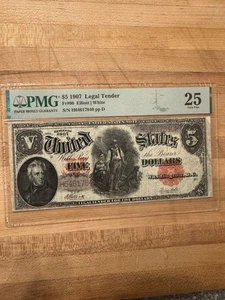 1907 $5 Woodchopper Legal Tender Fr#91 PMG VF25 - Picture 1 of 2