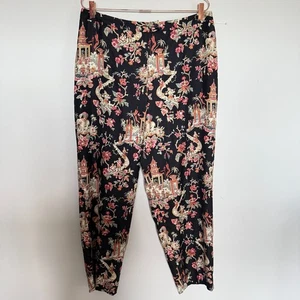 Talbots Womens Silk Blend Pants 16 Asian Novelty High Rise Ankle Luxury Citycore - Picture 1 of 7