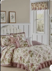 Waverly Home Norfolk Rose Full/Queen Quilt Comforter W/Shams & Throw Pillow Nice - Picture 1 of 13