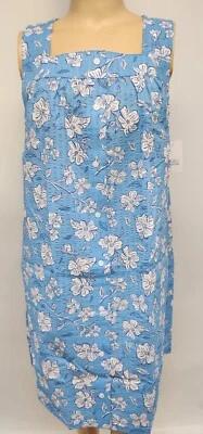 NWT Women Sleeveless Nightgown Seersucker Blue Floral Croft  Barrow Cotton Blend - Image 1 of 4