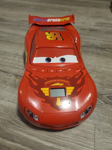 Disney Cars Lightning Mcqueen Radio Cd Player Music Red Plug in or Battery Cover