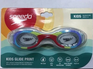 Speedo Kids Goggles Glide Print No Leak Anti Fog UV Protection NEW Ages 3 - 8 - Picture 1 of 3