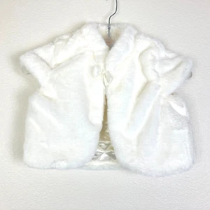 Gymboree Faux Fur Vest Girl's Size 10 Cream Quilted Lining Shrug Soft - Picture 1 of 5