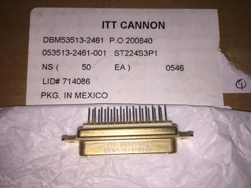 DBM53513-2461, ST224S3P1, 053513-2461-001 ITT CANNON 25 PIN D-SUB CONNECTOR GOLD - Image 1 of 1