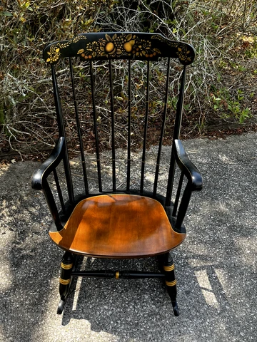 Vintage NICHOLS & STONE~Hitchcock Inspired Stenciled 40" Windsor Rocking Chair Cover