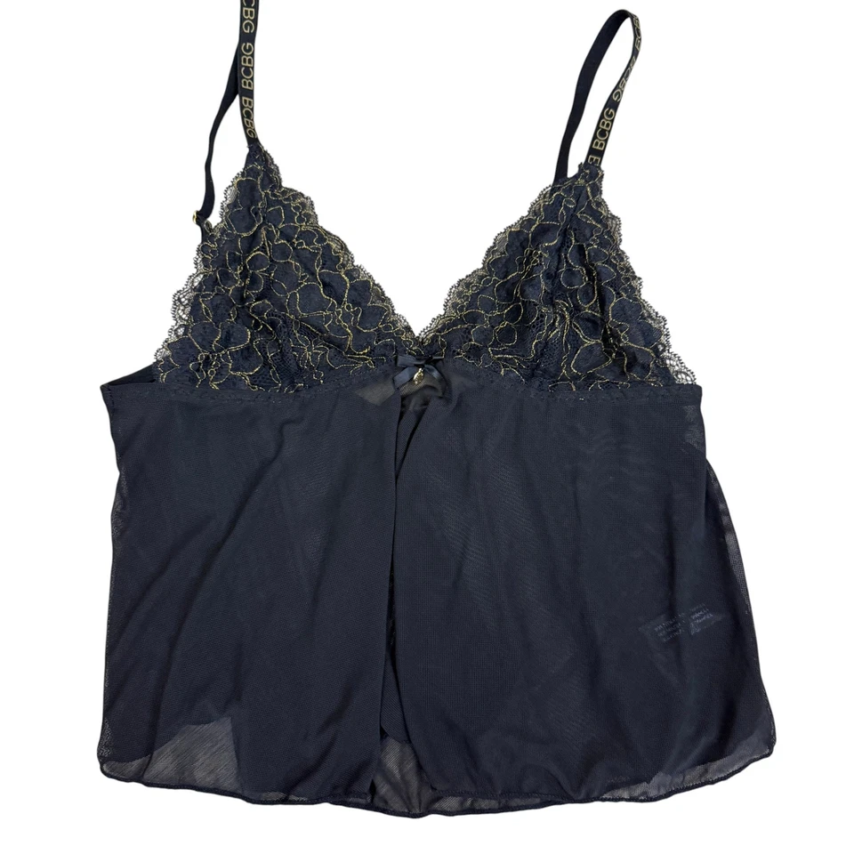 BCBG Black & Gold Nylon & Lace Cami Size Large - Image 1 of 3