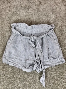 Abercrombie & Fitch Paperbag SZ M High Rise Linen Blue & White Striped Shorts - Picture 1 of 14