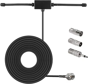 Antenna radio FM da interno con 4 adattatori, 75 Ohm per ricevitori stereo domestici - Foto 1 di 6