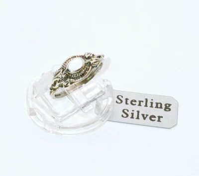 Beautiful Bezel Mount Oval Mother of Pearl .925 Sterling Silver Ring ... R15 - Image 1 of 2