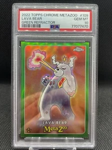 2022 Topps Chrome MetaZoo Lava Bear Green Refractor #d /99 PSA 10 #109 - Picture 1 of 2