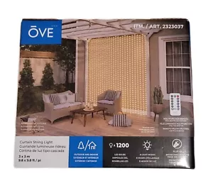 OVE 1200 LED Bulbs Waterfall Curtain String Lights, 118.1 in. × 118.1 in - Picture 1 of 11
