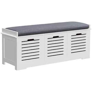 Shoe Storage Bench with 3 Drawers & Removable Grey Seat Cushion Hallway Organisa - Picture 1 of 12