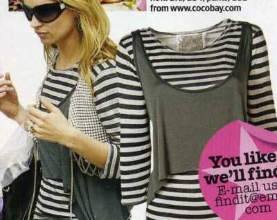 *Religeon* Nuevo con etiquetas Camiseta a rayas verde oscuro + Tanque en capas ASO Kate Moss Reino Unido 8  Foto 1 de 4