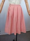 VTG 1950's Majestic Brand Pink Houndstooth 100% Wool Pleated Skirt