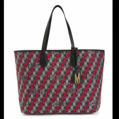 Bolso/bolso/cartera Moschino Jacquard grande con logotipo rojo, negro y gris nuevo con etiquetas Foto 1 de 4