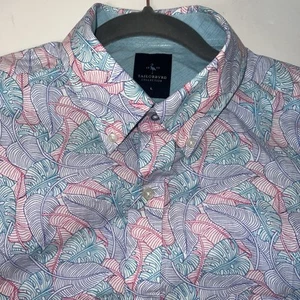 CAMISA HAWAIANA TAILORBYRD GRANDE ESTAMPADO TROPICAL MANGA CORTA Preppy Travel Rosa - Imagen 1 de 6
