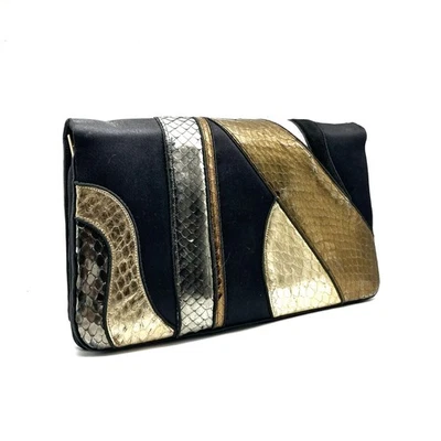 Judith Leiber Couture Clutch – Panel Art Deco metálico mixto | Correa oculta Foto 1 de 4