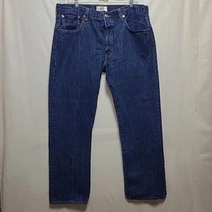 Mens Levis 501 Straight Leg Button Fly Jeans 38x32 Dark Wash - Picture 1 of 15