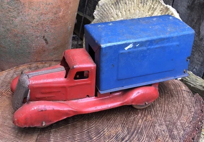 Rare Vintage 1930's Marx toys delivery van lorry pressed steel 10.75" long truck - Immagine 1 di 4